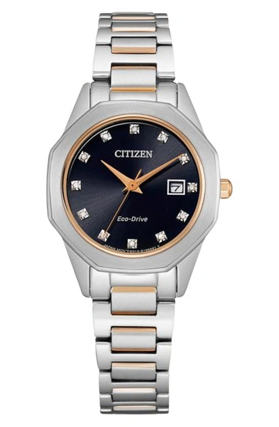 Citizen Corso Diamond Accent Eco-drive Bracelet Watch, 28mm In Two-tone