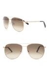 Ferragamo 60mm Aviator Sunglasses In Gold