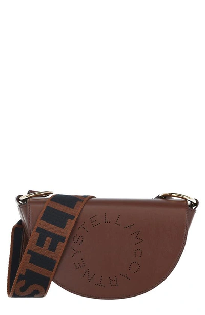 Stella Mccartney Perforated Logo Faux Leather Crossbody Bag In Cinnamon