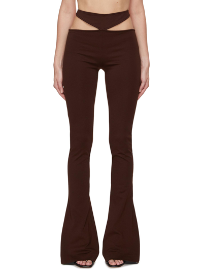Attico Remi Cutout Jersey Highrise Flared Pants In Brown
