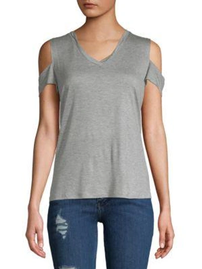 Sweet Romeo Cold-shoulder Top In Grey