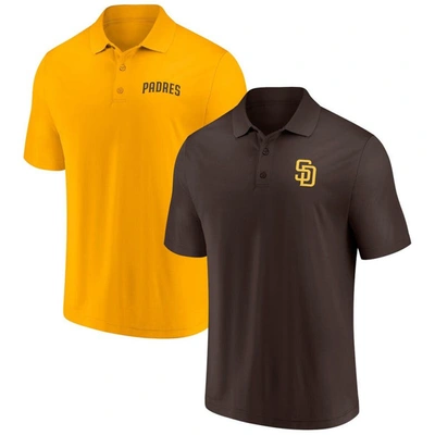 Fanatics Branded Brown/gold San Diego Padres Dueling Logos Polo Combo Set