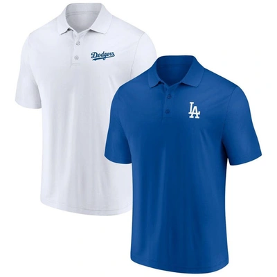 Fanatics Men's  Royal, White Los Angeles Dodgers Dueling Logos Polo Shirt Combo Set In Royal,white