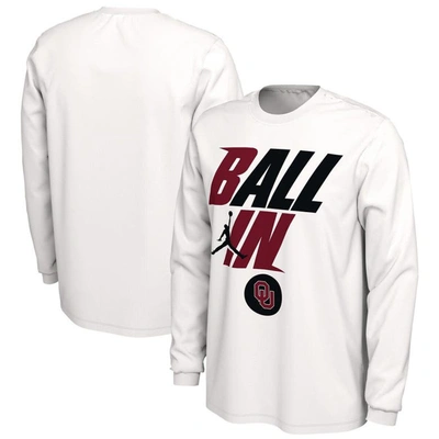 Jordan Brand White Oklahoma Sooners Ball In Bench Long Sleeve T-shirt