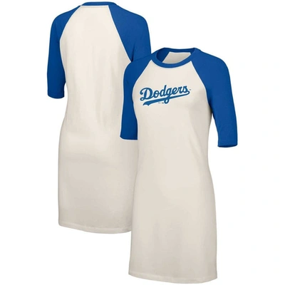 Lusso White Los Angeles Dodgers Nettie Raglan Half-sleeve Tri-blend T-shirt Dress