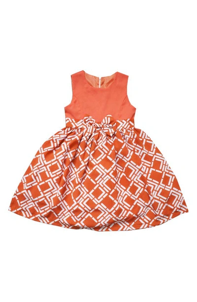 Joe-ella Babies' Geometric Print Chiffon Dress In Coral
