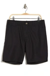 14th & Union Linen Blend Trim Fit Shorts In Black Caviar