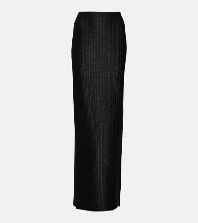 Tom Ford Mid-rise Cotton-blend Maxi Skirt In Black