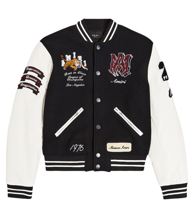 Amiri Kids' Vintage Patch Wool-blend Varsity Jacket In Black