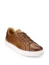 Saks Fifth Avenue Collection By Magnanni Burnished Leather Lace-up Sneakers In Tabaco