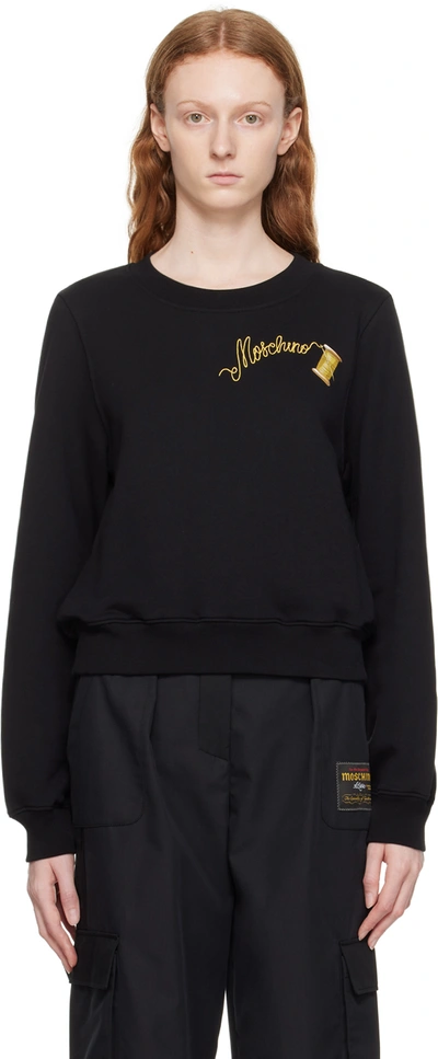 Moschino Logo印花棉卫衣 In Black