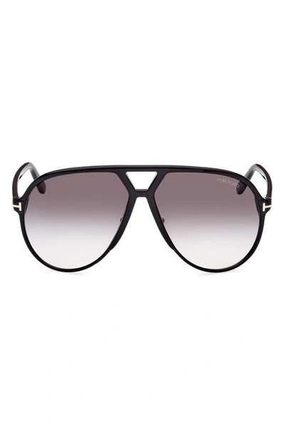 Tom Ford Men's Bertrand Double-bridge Acetate Aviator Sunglasses In Black/gray Gradient