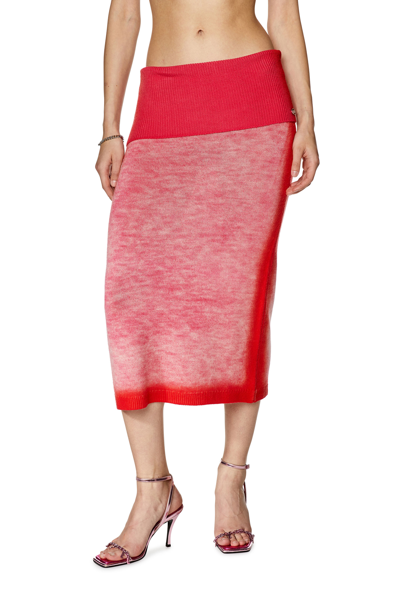 Diesel Wool Mini Skirt With Faded Print In Pink