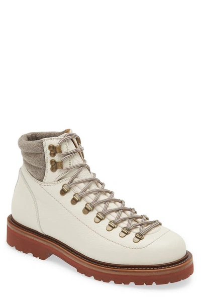 Brunello Cucinelli Lace-up Leather Hiking Boots In Pana