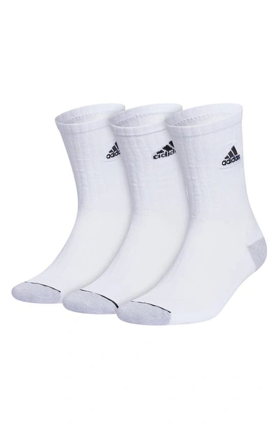 Adidas Originals Classic Cushioned Crew Socks In White/ Clear Onix Grey/ Black