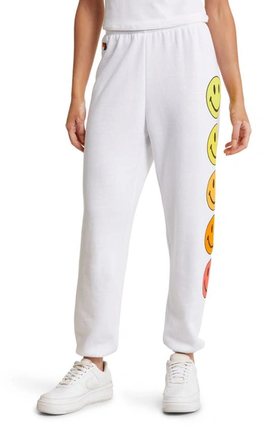 Aviator Nation Smiley Sunset Graphic Sweatpants In White