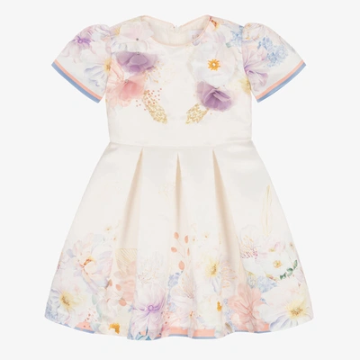 Eirene Kids'  Girls Ivory Satin Floral Dress