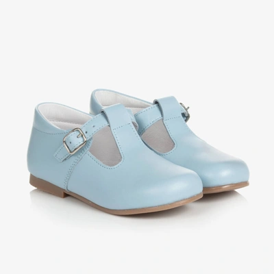 Beatrice & George Pale Blue Leather T-bar Shoes