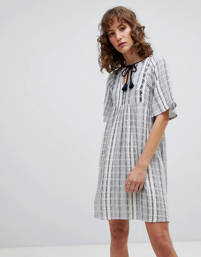 Suncoo Striped Smock Dress - Blue