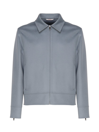 Valentino Wool And Cashmere-blend Jacket In Blue