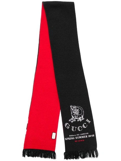 Gucci Embroidered Logo Scarf - Black