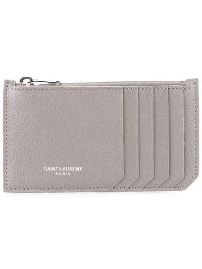 Saint Laurent Fragments Zipped Cardholder In Grey