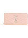 Saint Laurent Monogram Zip Around Wallet In Pink