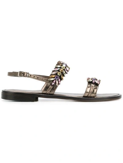 Emanuela Caruso Embellished Sandals In Metallic