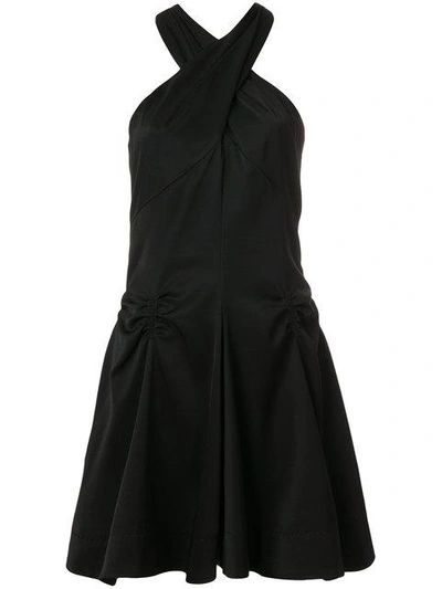 Carven Ruched Detail Halterneck Dress In Black
