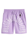 Billionaire Boys Club Sunrise Logo Graphic Drawstring Shorts In English Lavender