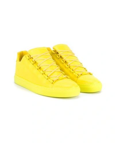 Balenciaga Arena Leather Sneakers In Yellow | ModeSens