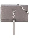 Saint Laurent Logo Clutch Bag In Grey