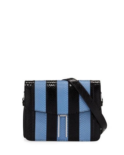 Hayward Mini Striped Python Crossbody Bag In Blue/black