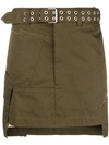 Helmut Lang Belted Military Patch Mini Skirt In Brown