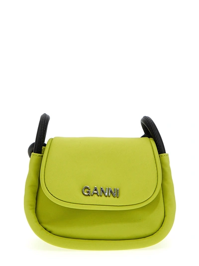 Ganni Knot Mini Flap Over Crossbody Bag In Green