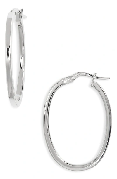 Roberto Coin Small 18k Gold Oval Hoop Earrings In White Gold