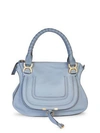 Chloé Medium Marcie Leather Satchel In Washed Blue