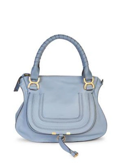 Chloé Medium Marcie Leather Satchel In Washed Blue