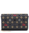 Christian Louboutin Paloma Embellished Textured-leather Clutch In Black