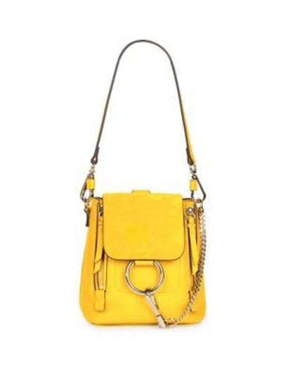 Chloé Mini Faye Leather & Suede Backpack In Yellow