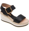 Andre Assous Women's Carmela Leather Platform Wedge Sandals In Black Leather