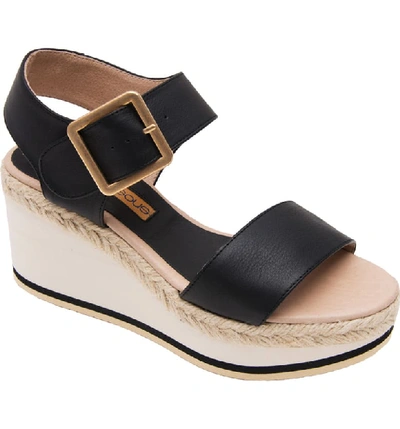 Andre Assous Women's Carmela Leather Platform Wedge Sandals In Black Leather