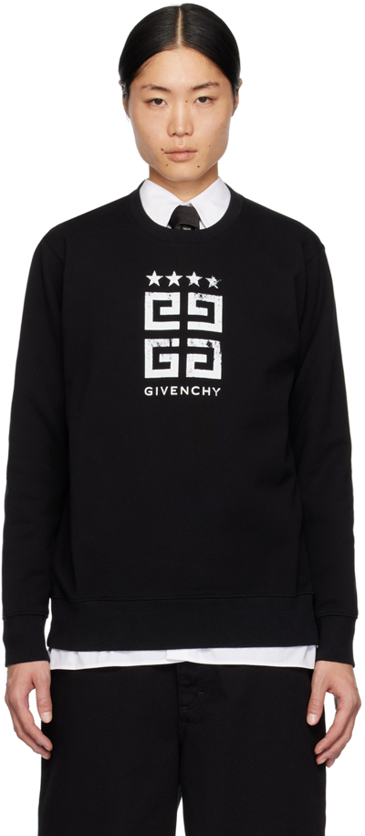 Givenchy Black Jumper With 4g Logo Jacquard With Used Effect In Cotton Man