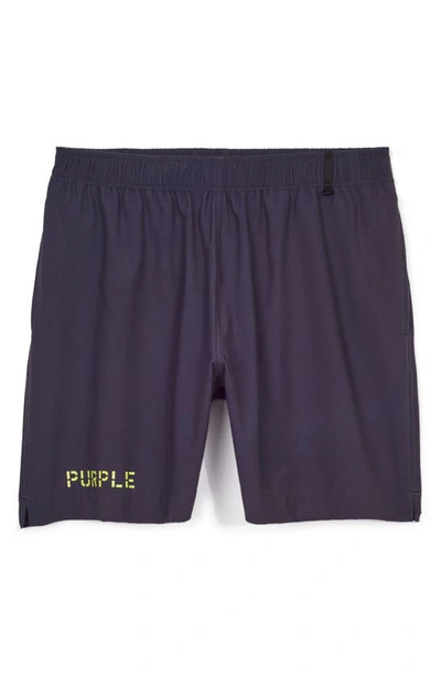 Purple Brand Print All Round Swim Trunks In Solid Black