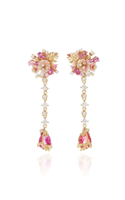 Anabela Chan M'o Exclusive Padparadscha Paradise Drop Earrings  In Pink