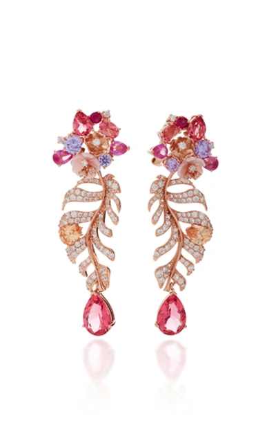 Anabela Chan M'o Exclusive Padparadscha Palm Earrings  In Pink