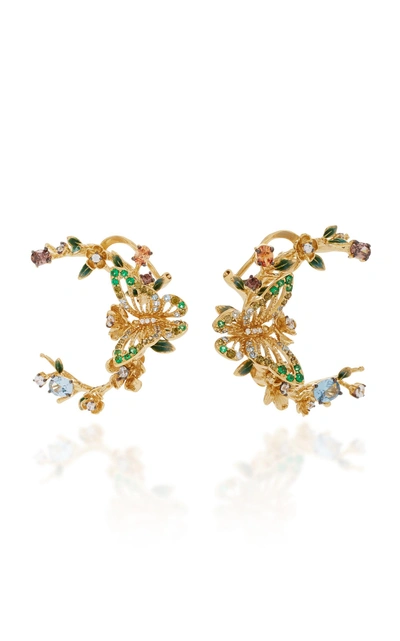 Anabela Chan Aqua Orchard Garland Earrings  In Gold