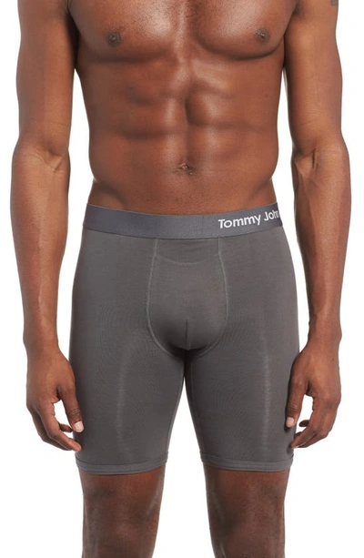 Tommy John Cool Cotton Performance Boxer Briefs In Iron Grey