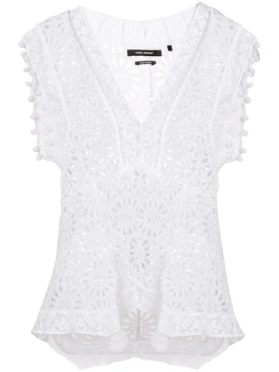 Isabel Marant Kerro Perforated Blouse In White