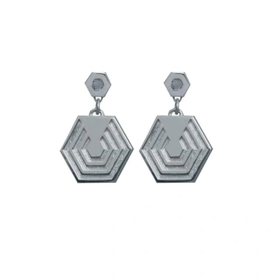 Edge Only Hexagon Drop Earrings In Silver